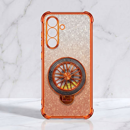 Samsung Galaxy A36 5G Stress Buster Wheel Rotating Shimmer Airbag Cosmic Orange Case