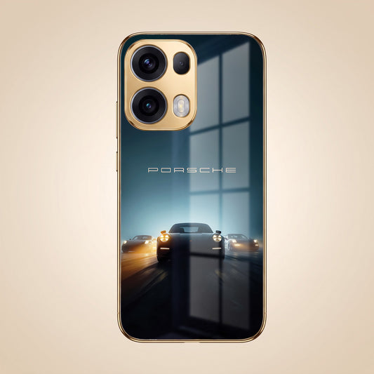 Oppo Reno 13 Pro 5G Porsche Luxury Gold Electroplated Glass Phone Back Case