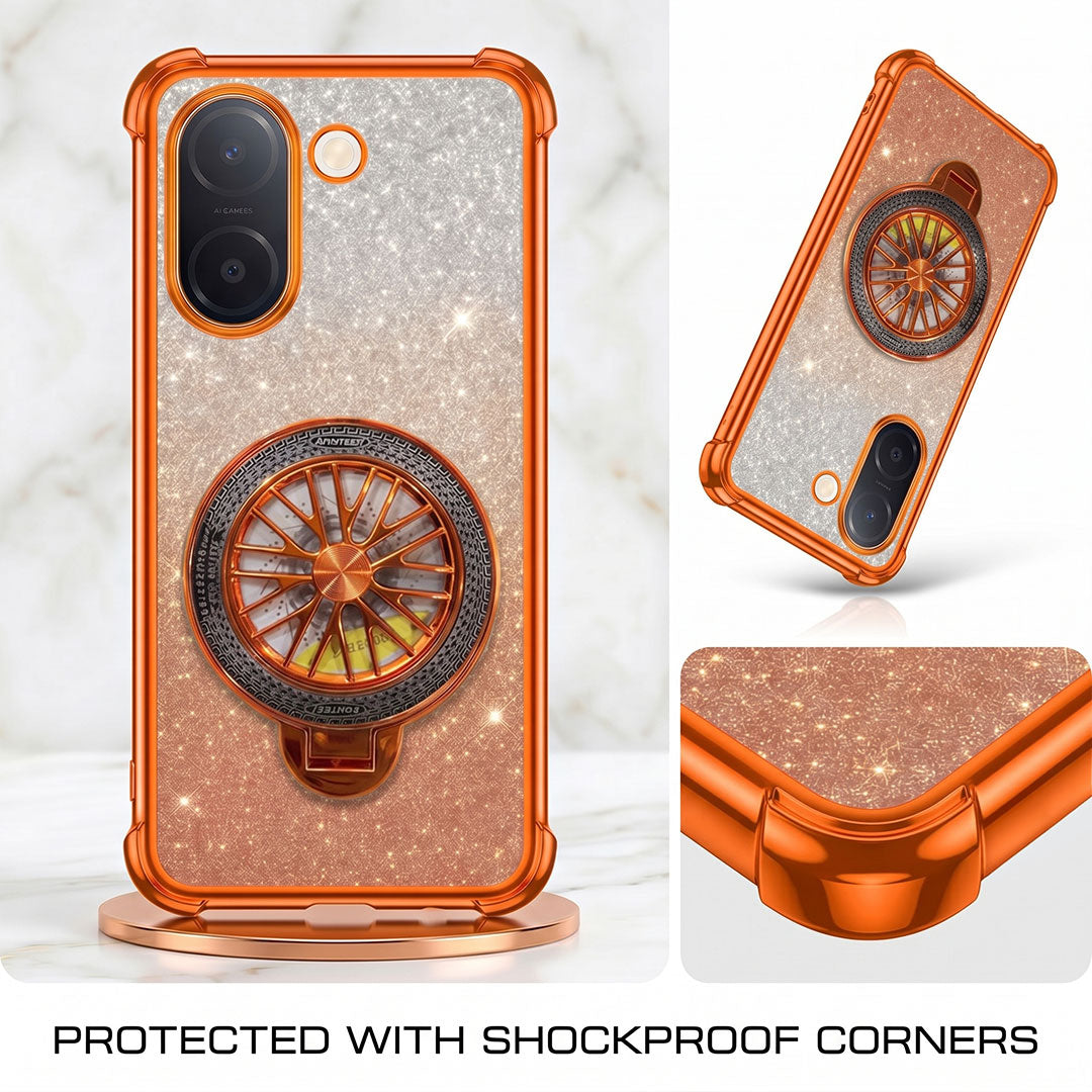 Vivo V60e 5G Stress Buster Wheel Rotating Shimmer Airbag Cosmic Orange Case