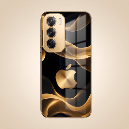 Oppo Reno 12 Pro 5G Luxury Wave Gold Electroplated Glass Phone Back Case