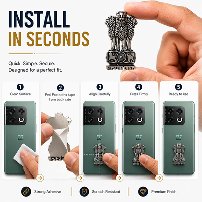 OnePlus 10 Pro 5G Compatible Satyamev Jayate 3D Metal Emblem Sticker