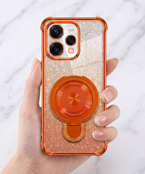 Oppo Reno 15 5G Invincible Bracket Ring Stand Shimmer Airbag Cosmic Orange Case
