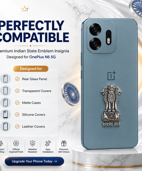 OnePlus N6 5G Compatible Satyamev Jayate 3D Metal Emblem Sticker