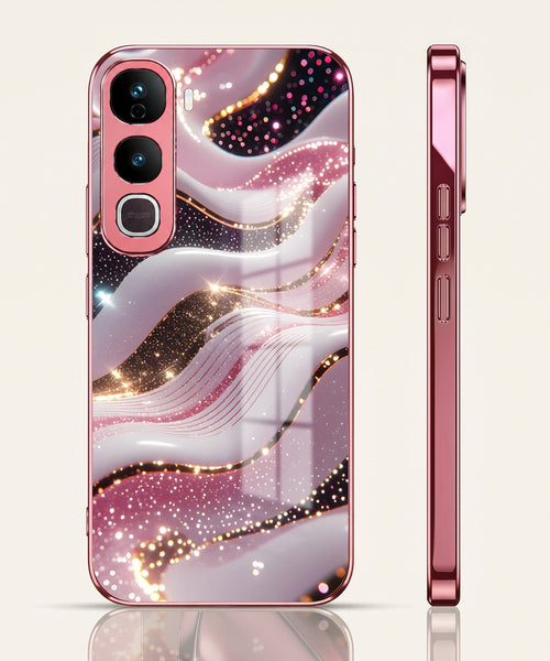 Vivo Y400 Pro 5G Midnight Pearl Wave Pink Electroplated Glass Phone Back Case