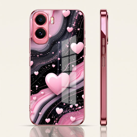 Vivo T5 Pro 5G Love Sparkle Pink Electroplated Glass Phone Back Case