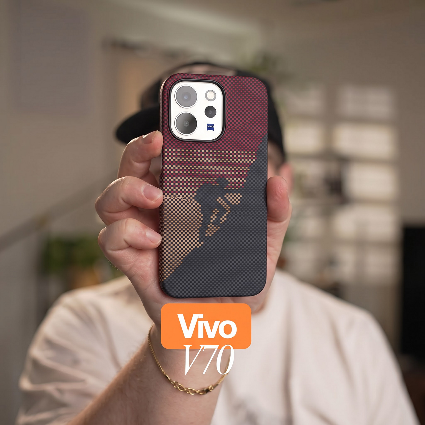 Vivo V70 5G Premium Aramid Carbon Fiber Pixel Pattern Phone Case