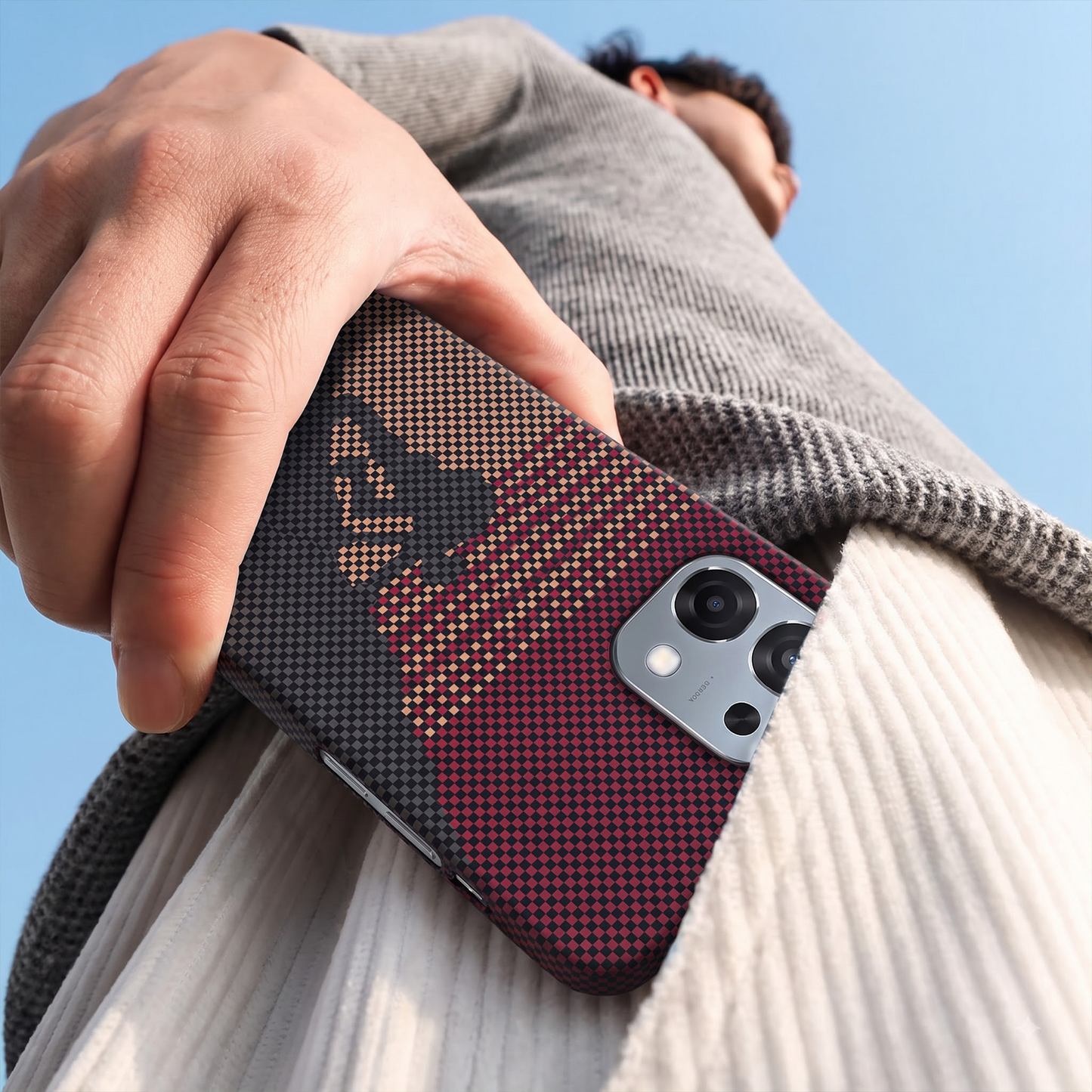Oppo F31 5G Premium Aramid Carbon Fiber Pixel Pattern Phone Case