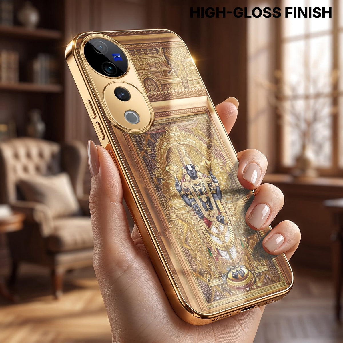 Vivo V40 Pro 5G Premium Heritage Gold Electroplated Glass Phone Back Case