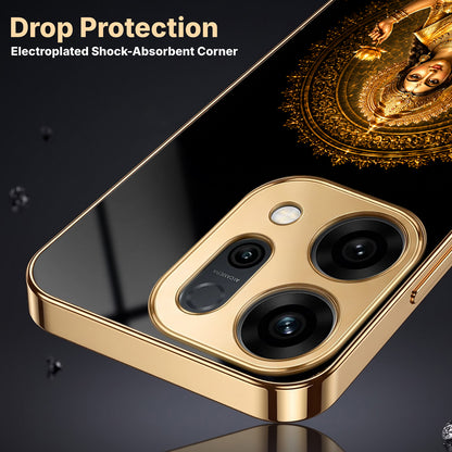 Oppo Reno 13 5G Golden Maa Lakshmi Gold Electroplated Glass Phone Back Case (Copy)