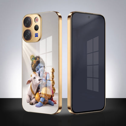 Vivo V70 5G Bal Krishna Blessings Gold Electroplated Glass Phone Back Case