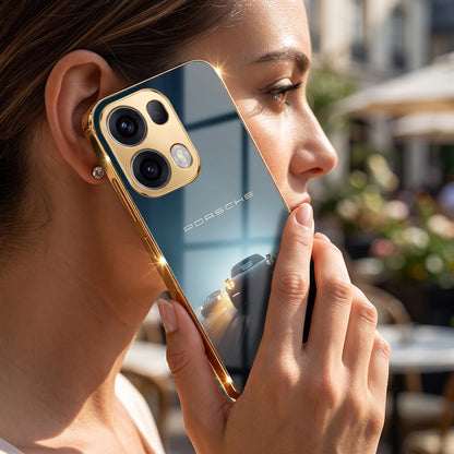 Oppo Reno 13 Pro 5G Porsche Luxury Gold Electroplated Glass Phone Back Case