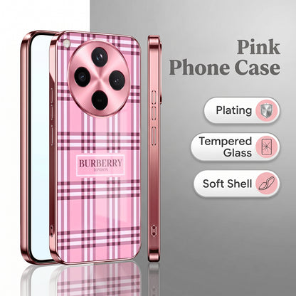 Oppo Find X8 5G Burberry Classic Pink Electroplated Glass Phone Back Case