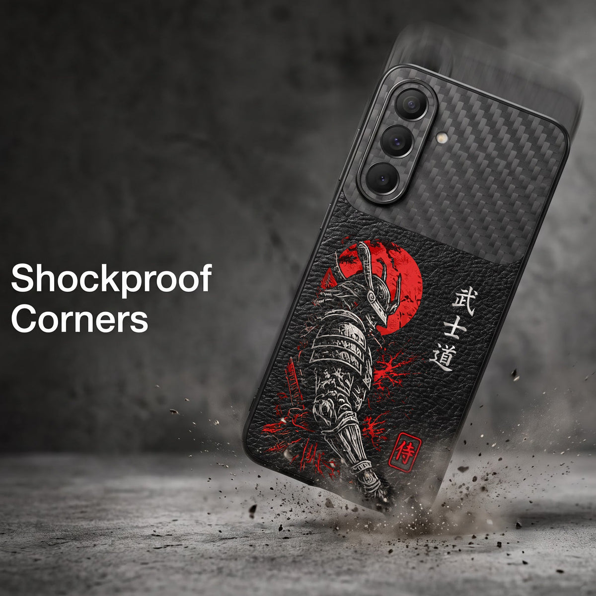 Samsung Galaxy A57 5G Samurai Mask Carbon Fiber Leather Hybrid Back Case