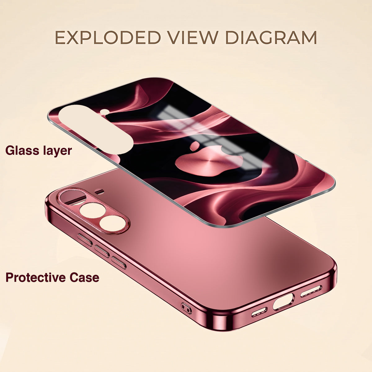 Samsung Galaxy A36 5G Luxury Wave Pink Electroplated Glass Phone Back Case