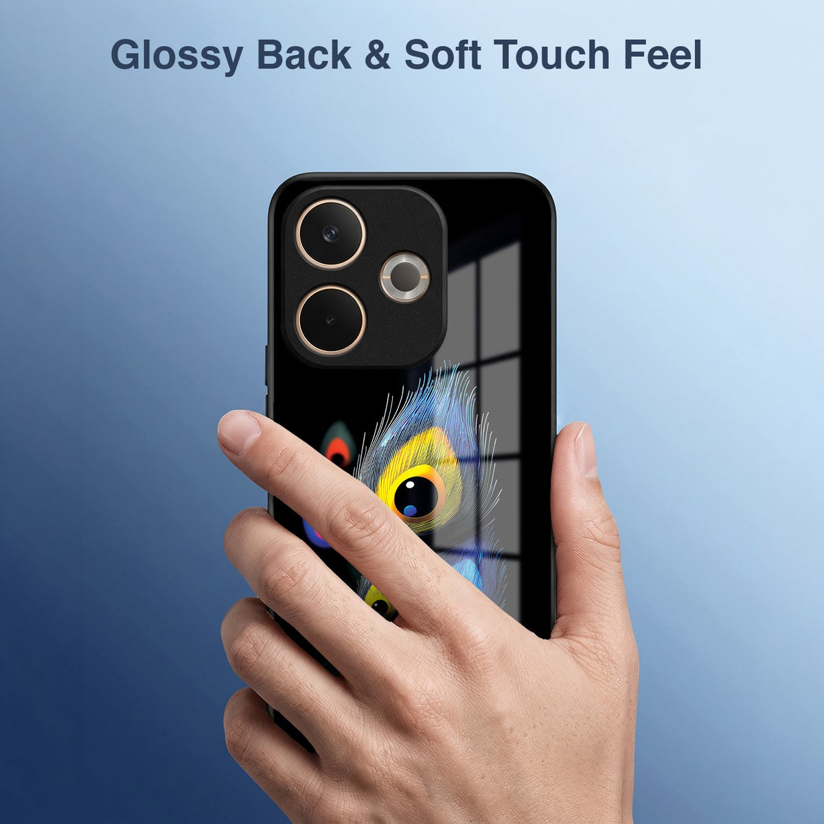 Oppo A5 Pro 5G Premium Peacock Feather Acrylic Glass Back Case
