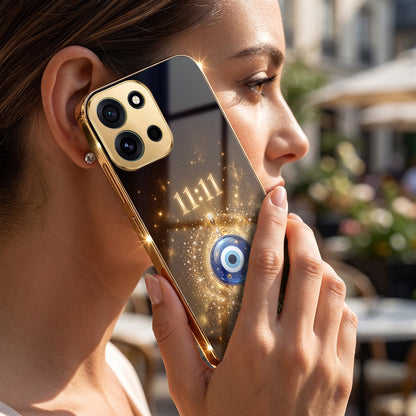 OnePlus Nord 6 5G God’s Plan Evil Eye Gold Electroplated Glass Phone Back Case