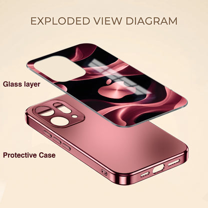 Oppo Reno 14 5G Luxury Wave Pink Electroplated Glass Phone Back Case