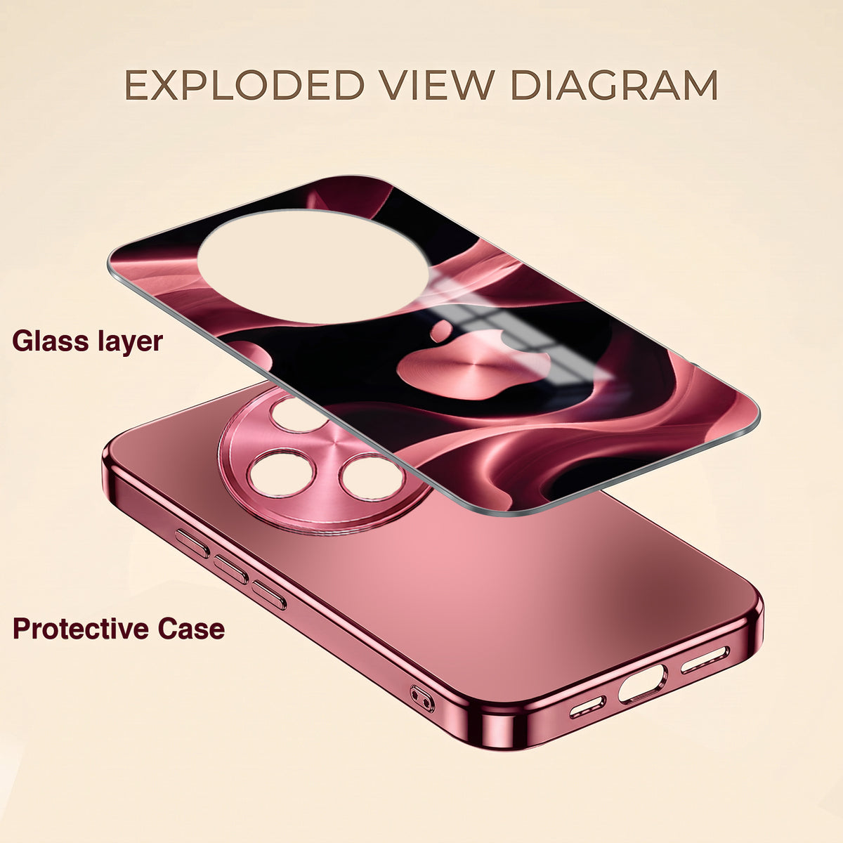 Oppo F27 Pro+ 5G Luxury Wave Pink Electroplated Glass Phone Back Case