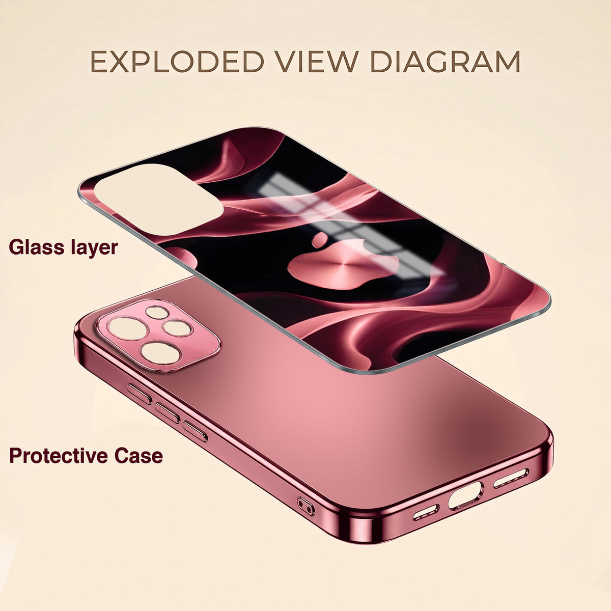 Oppo Reno 15 Pro 5G Luxury Wave Pink Electroplated Glass Phone Back Case