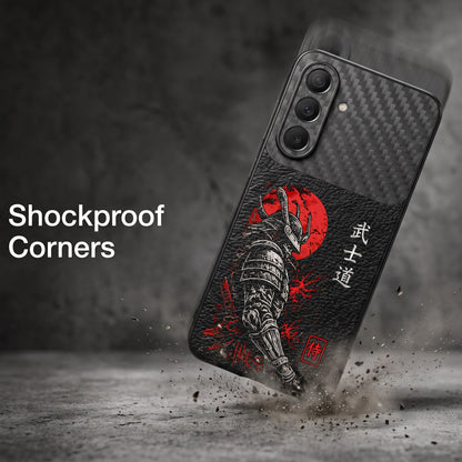 Samsung Galaxy A27 5G Samurai Mask Carbon Fiber Leather Hybrid Back Case