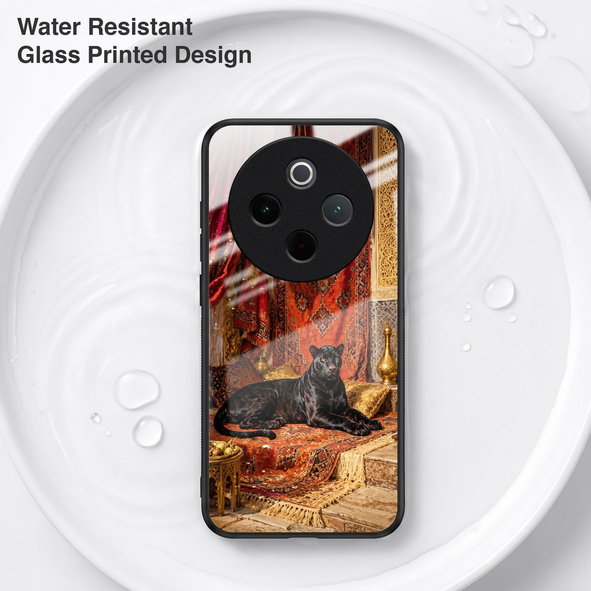 Vivo T4 5G Royal Black Panther Acrylic Glass Back Case
