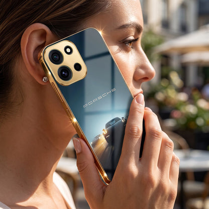 OnePlus Nord 6 5G Porsche Luxury Gold Electroplated Glass Phone Back Case