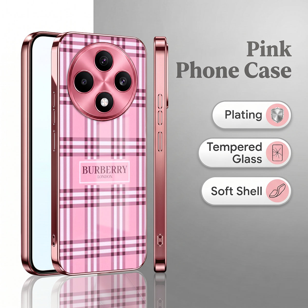 Oppo F27 Pro+ 5G Midnight Pearl Wave Pink Electroplated Glass Phone Back Case