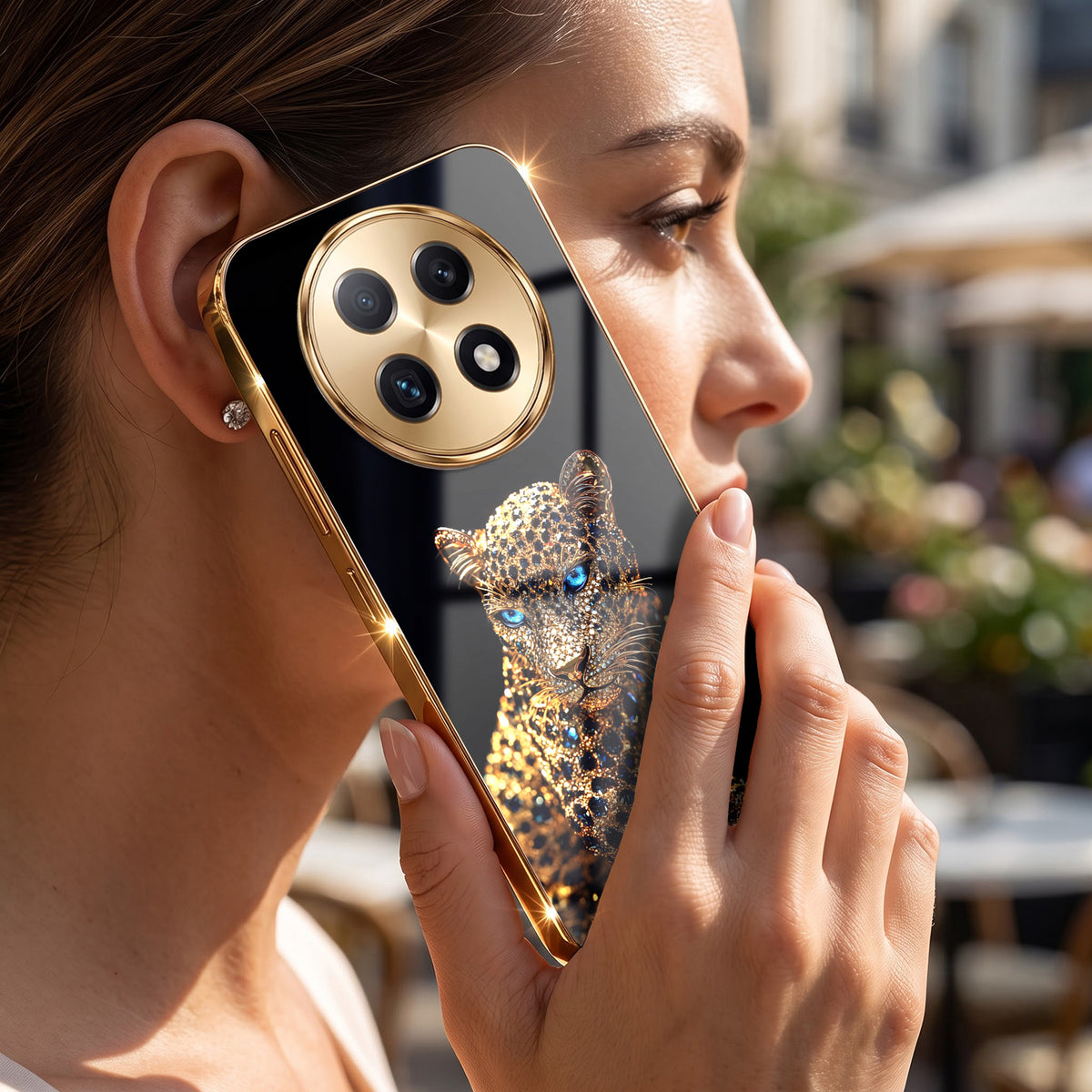Oppo F29 Pro 5G Panther Gold Electroplated Glass Phone Back Case
