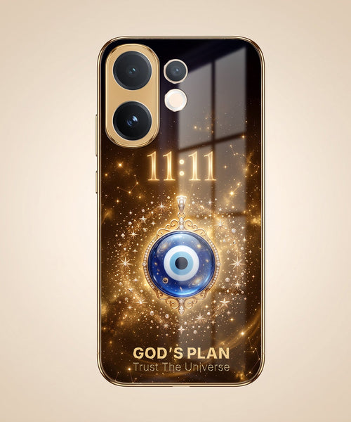 Vivo T4 Pro 5G God’s Plan Evil Eye Gold Electroplated Glass Phone Back Case
