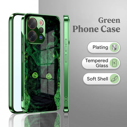 Vivo V70 5G Fantasy Cat Green Electroplated Glass Back Case