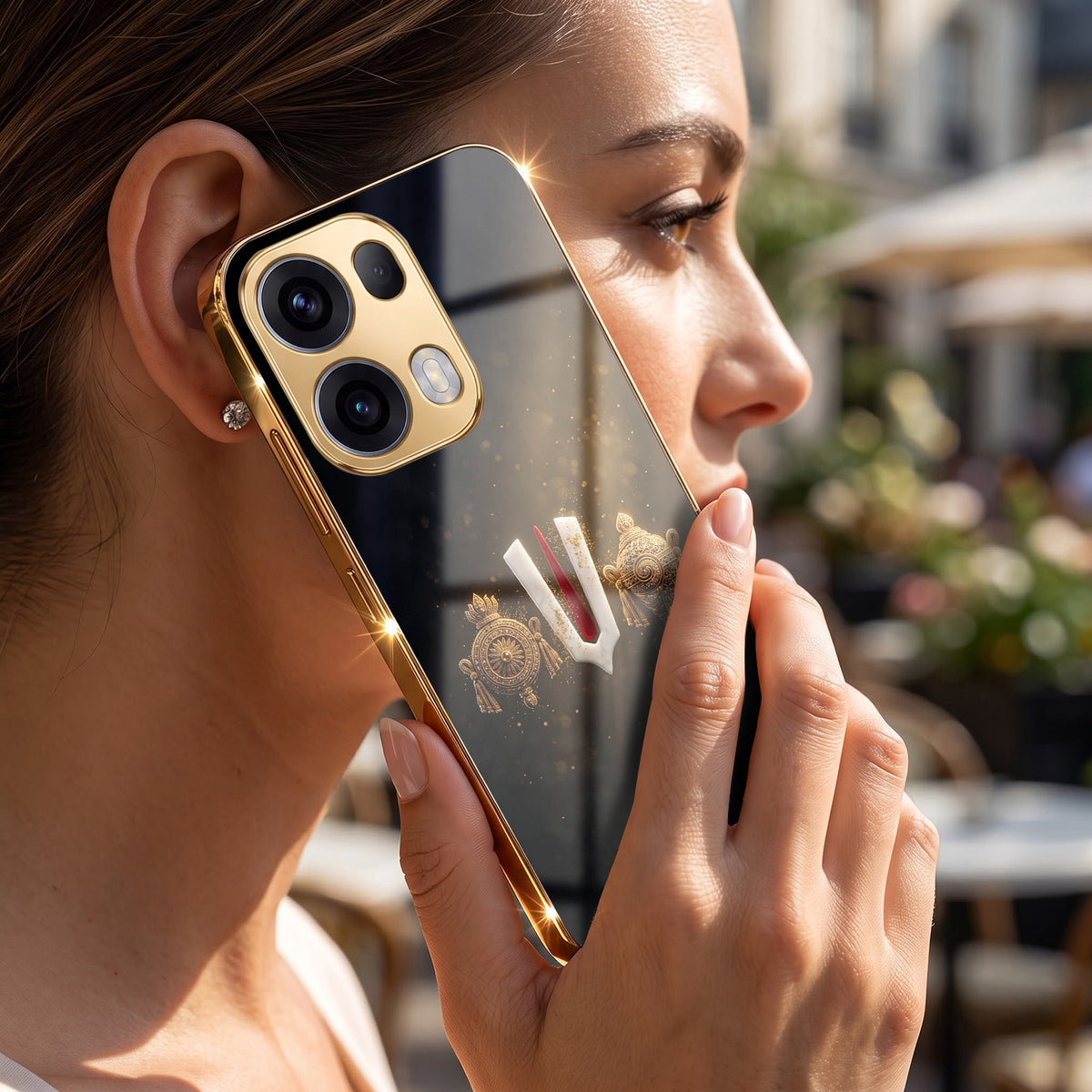 Oppo Reno 13 Pro 5G Royal Heritage Edition Gold Electroplated Glass Phone Back Case