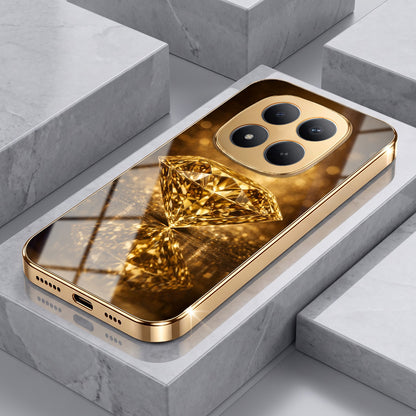 Redmi Note 15 Pro+ 5G Golden Diamond Gold Electroplated Glass Phone Back Case