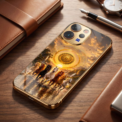 Vivo V70 5G Celestial Seven Horses Gold Electroplated Glass Phone Back Case