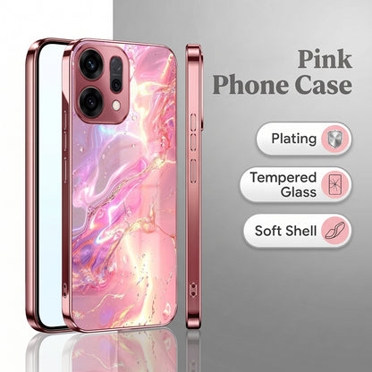 Oppo Reno 14 5G Pearl Aurora Pink Electroplated Glass Phone Back Case