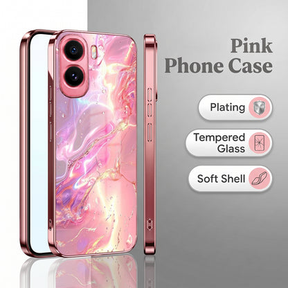 Vivo T5 Pro 5G Pearl Aurora Pink Electroplated Glass Phone Back Case