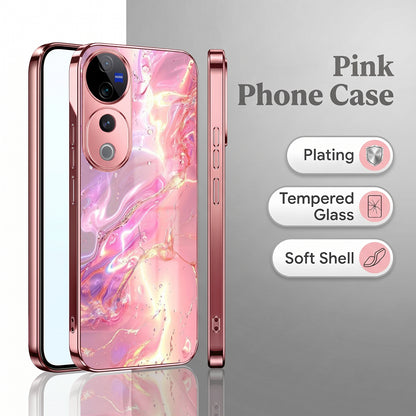 Vivo V40 Pro 5G Pearl Aurora Pink Electroplated Glass Phone Back Case