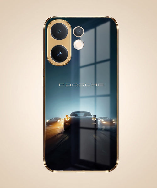 Vivo V60e 5G Porsche Luxury Gold Electroplated Glass Phone Back Case