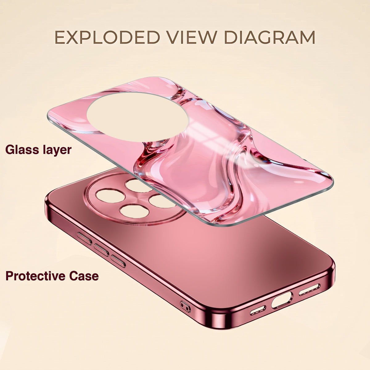 Oppo F29 Pro 5G Crystal Wave Energy Pink Electroplated Glass Phone Back Case