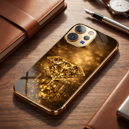 Vivo V70 5G Golden Diamond Gold Electroplated Glass Phone Back Case