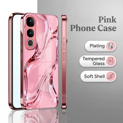 Vivo Y400 Pro 5G Crystal Wave Energy Pink Electroplated Glass Phone Back Case