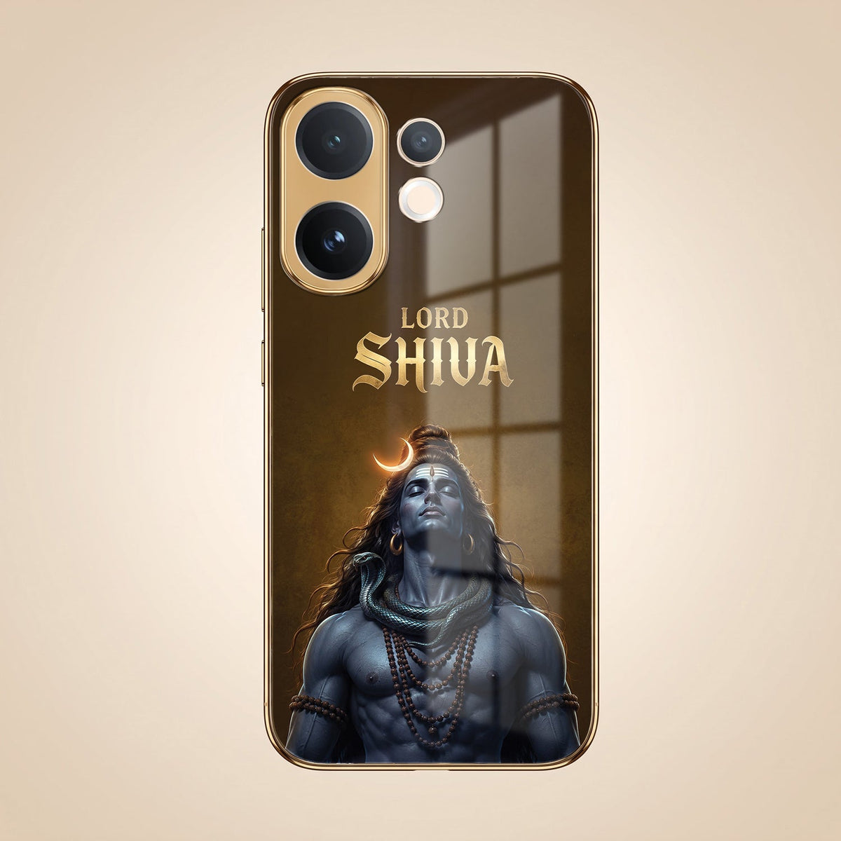 Vivo V60 5G Lord Shiva Gold Electroplated Glass Phone Back Case
