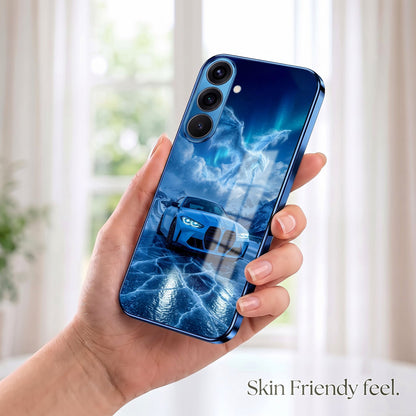 Samsung Galaxy A56 5G Ice Dragon GT Blue Electroplated Glass Phone Back Case
