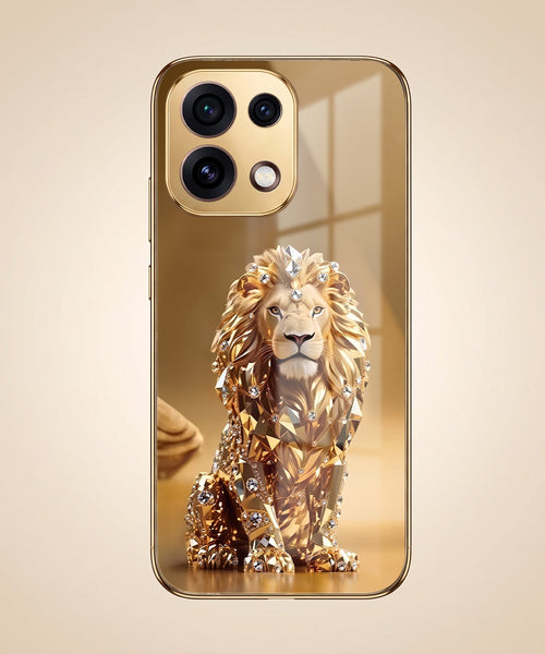 Oppo Reno 16C 5G Luxury Lion Gold Electroplated Glass Phone Back Case