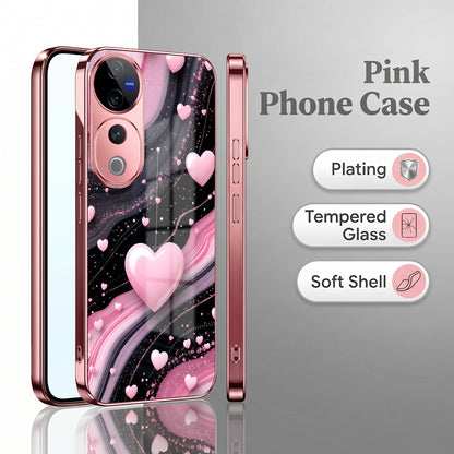 Vivo V40 Pro 5G Love Sparkle Pink Electroplated Glass Phone Back Case