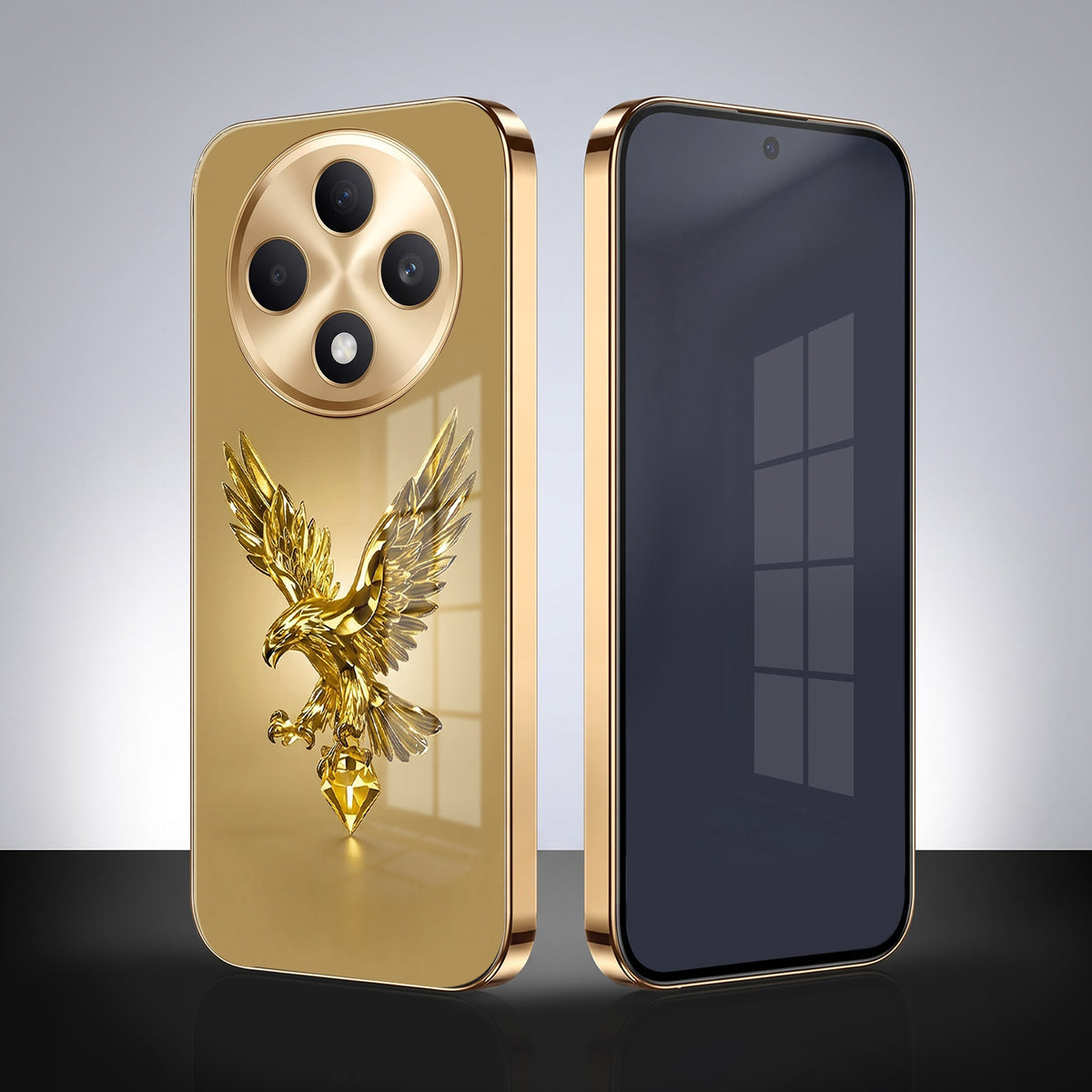 Oppo F27 Pro+ 5G Golden Eagle Gold Electroplated Glass Phone Back Case