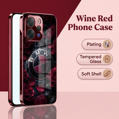 Vivo V70 5G BMW Logo Burgundy Electroplated Glass Back Case