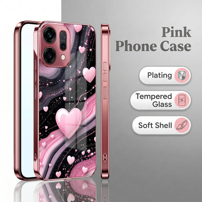 Oppo Reno 14 5G Love Sparkle Pink Electroplated Glass Phone Back Case