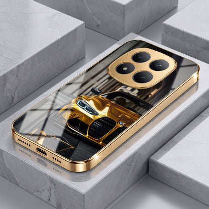 Redmi Note 15 Pro+ 5G Golden BMW Gold Electroplated Glass Phone Back Case