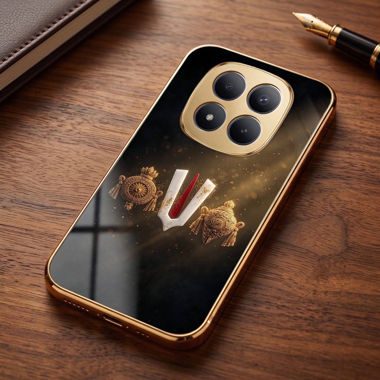 Redmi Note 15 Pro Plus 5G Royal Heritage Edition Gold Electroplated Glass Phone Back Case