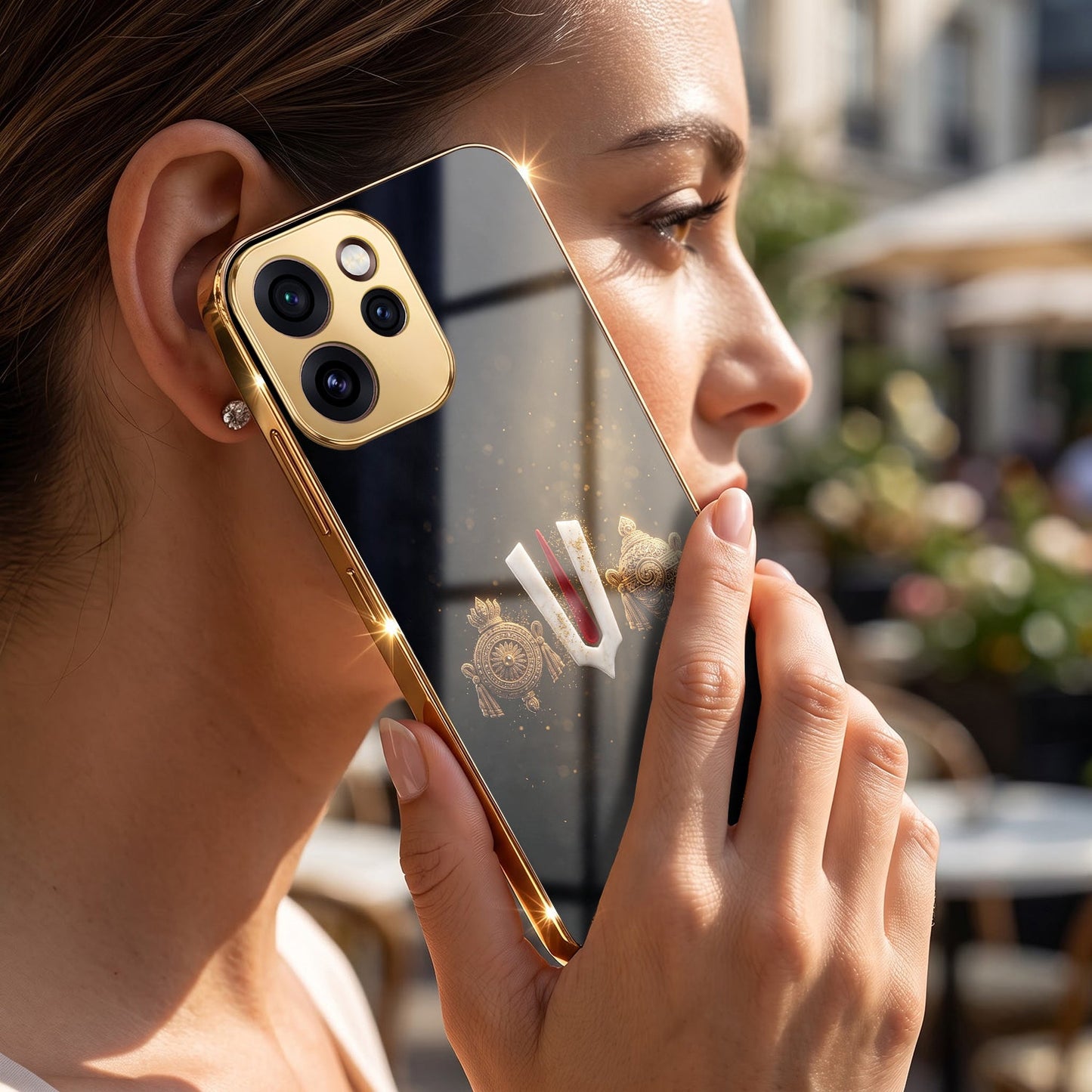 Oppo Reno 15 Pro Mini 5G Royal Heritage Edition Gold Electroplated Glass Phone Back Case